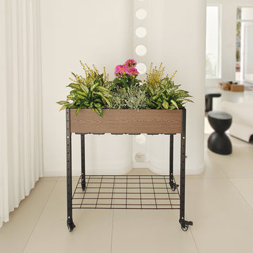 E333618WU Rolling Garden Planter / Potting Bench with Under Shelf Storage