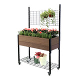 K2101(G) Elevated Mobile Planter with Trellis & Under Shelf