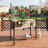 K2101(G) Elevated Mobile Planter with Trellis & Under Shelf