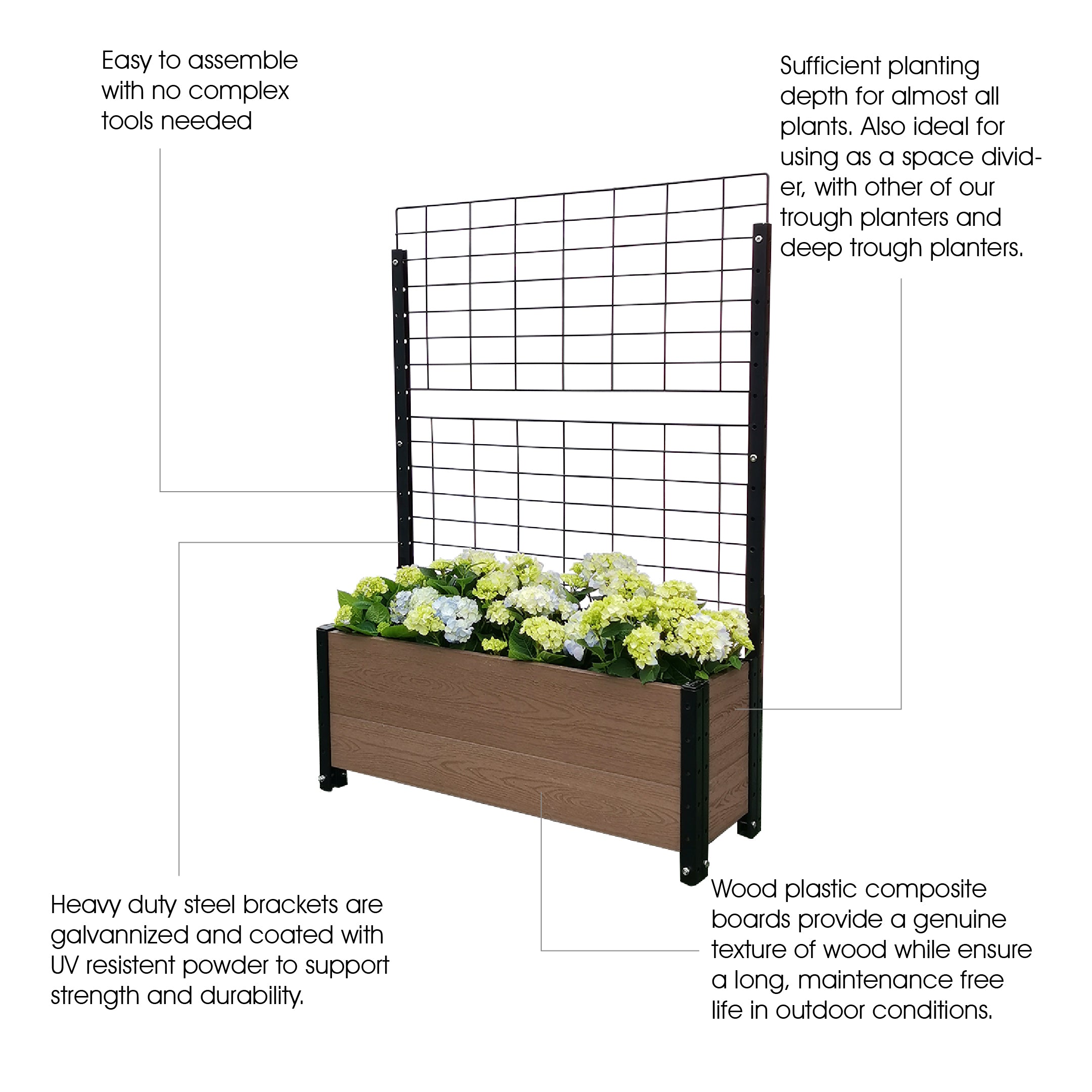 K2105(G) Footed Trough Planter with Trellis