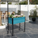 K2301 Self-watering Mobile Elevated Planter in Blue with Trellis