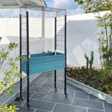 K2302 Self-watering Mobile Elevated Planter with Arch Trellis and UnderShelf