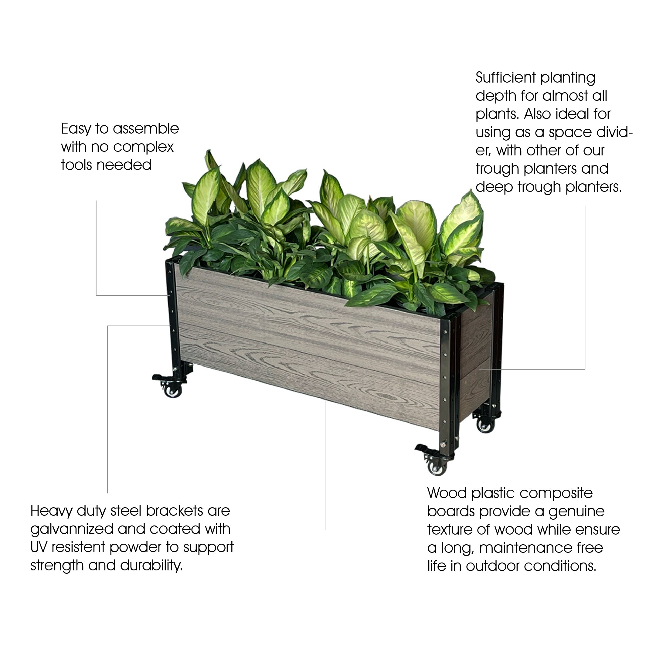 K2109(G) Trough Planter with Wheels